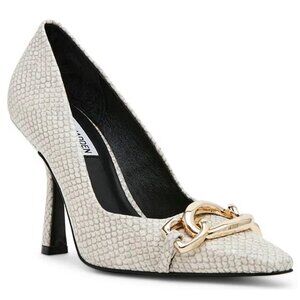 Steve Madden Fazzio Snake Print Leather Gold Chain Detail Dress Pumps Size 9 NEW